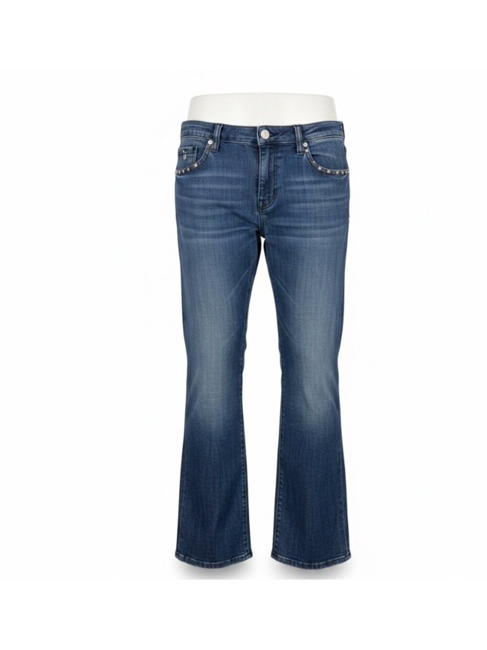 Premium Denims Goods Mens Denim Studded Jeans Boot Cut Embellished Size 38